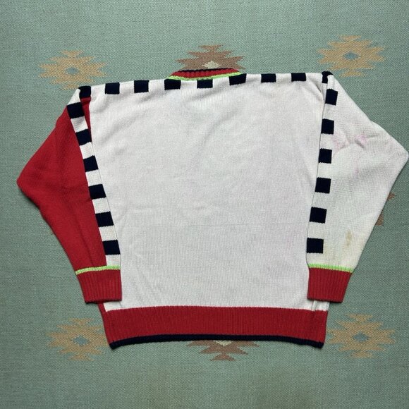Vintage 80s head sportswear knit sweater ski snow cotton stars boxy medium - Picture 8 of 9